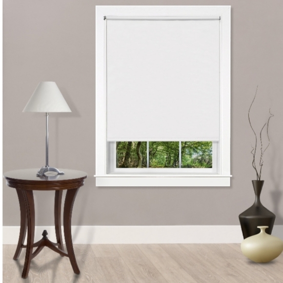 Achim Cordless White Vinyl Roller Shade Tear Down Window Shade Adjustable Width - Picture 1 of 9